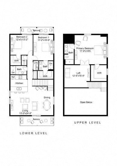 Floor plan for 3 beds, 2 baths, 1951 sqft